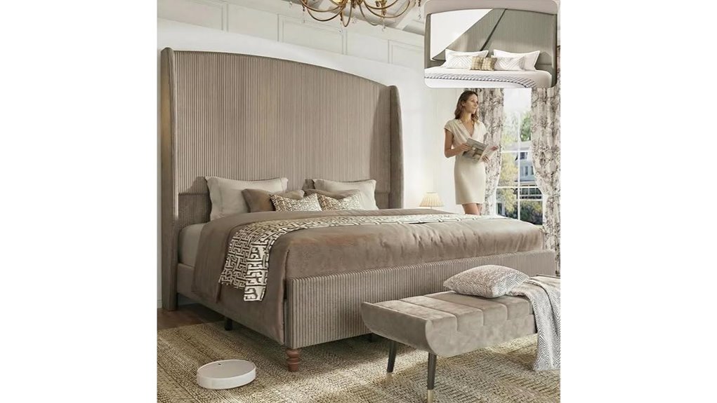 king corduroy upholstered bed