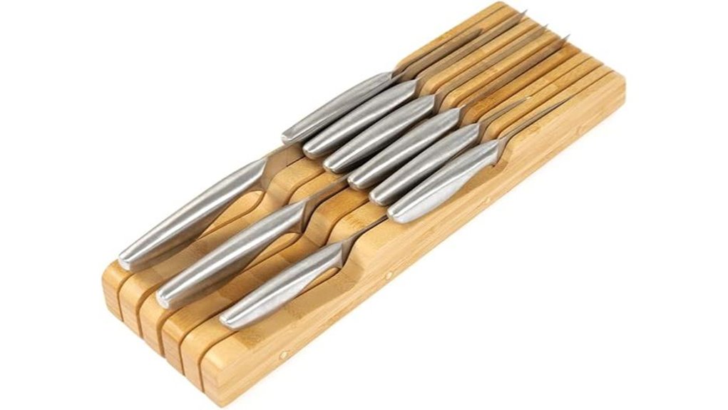 kitchenedge bamboo knife block organizer