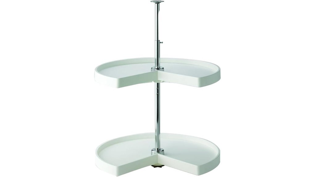 kv lazy susan kidney shaped 2 polymer shelves 24 white