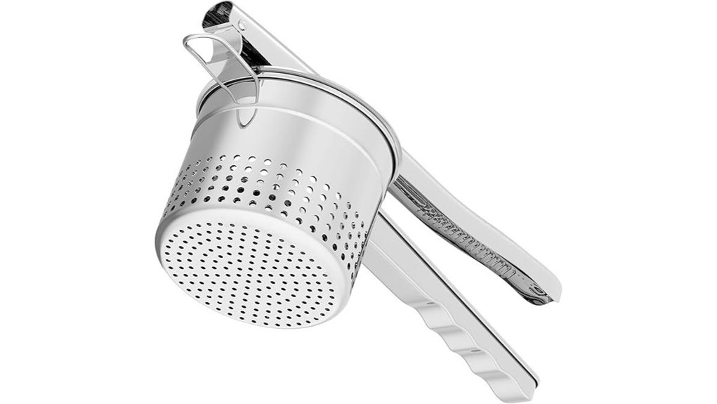 large 15oz potato ricer with ergonomic handle