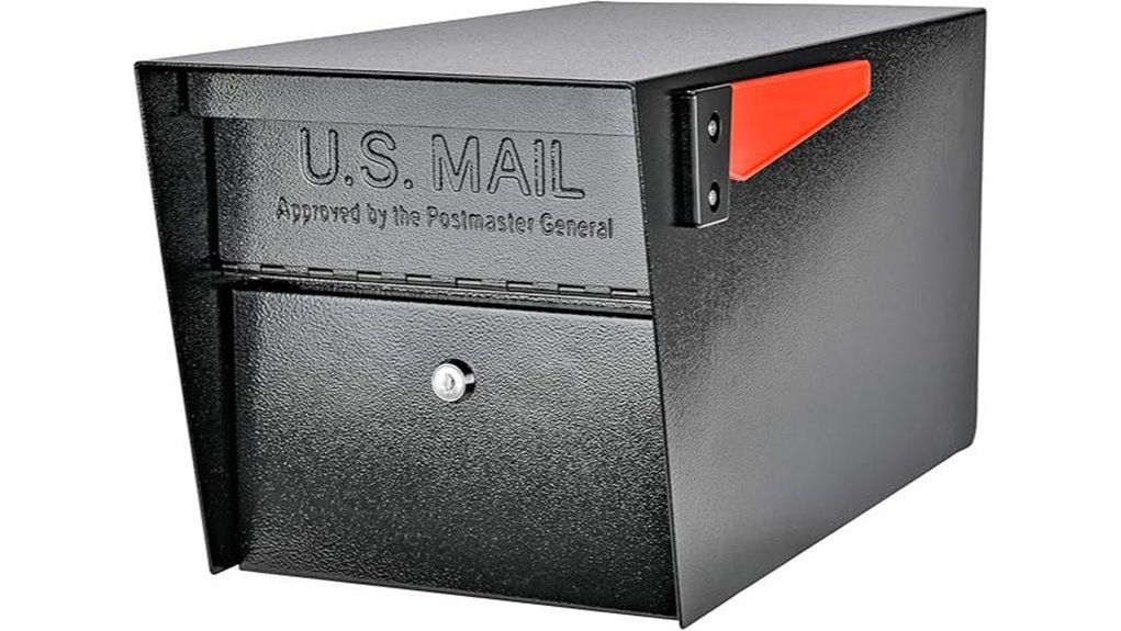large black locked mailbox