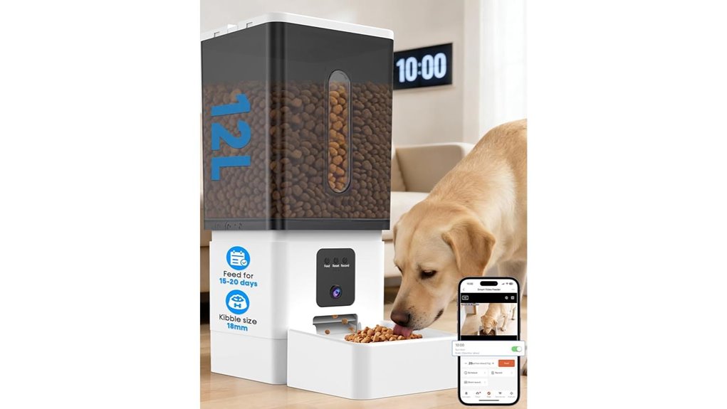 large dog feeder with camera
