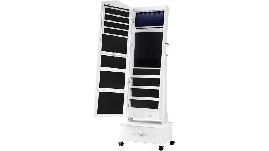 led mirror jewelry cabinet