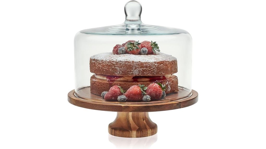 libbey acacia cake stand