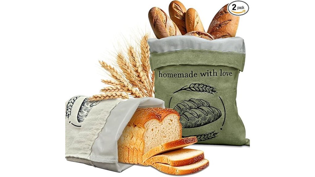 linen reusable bread bags 2 pack