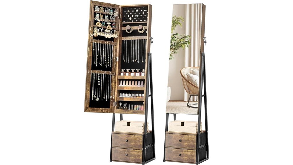 lockable mirror jewelry cabinet