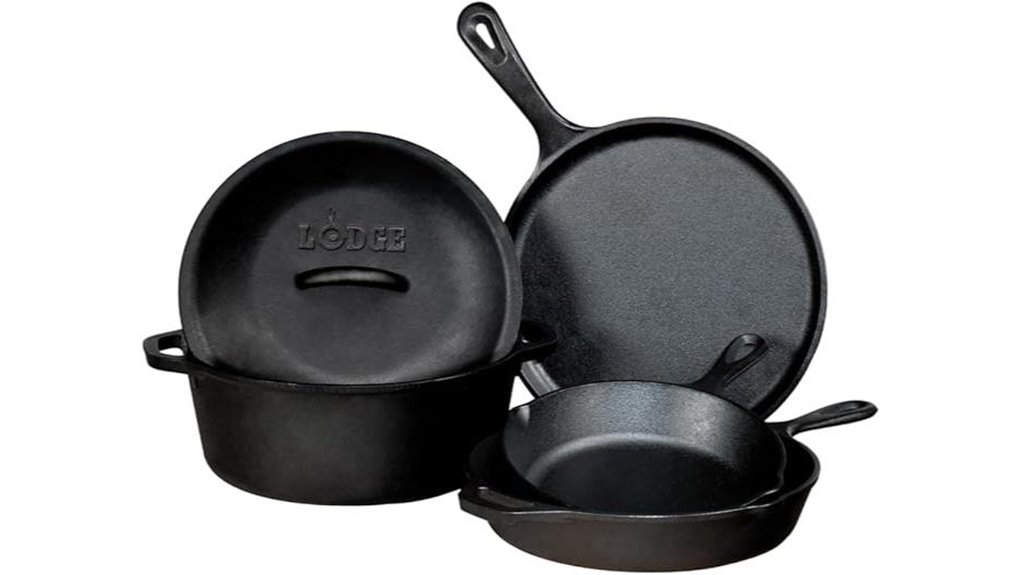 lodge pre seasoned cast iron black five piece set