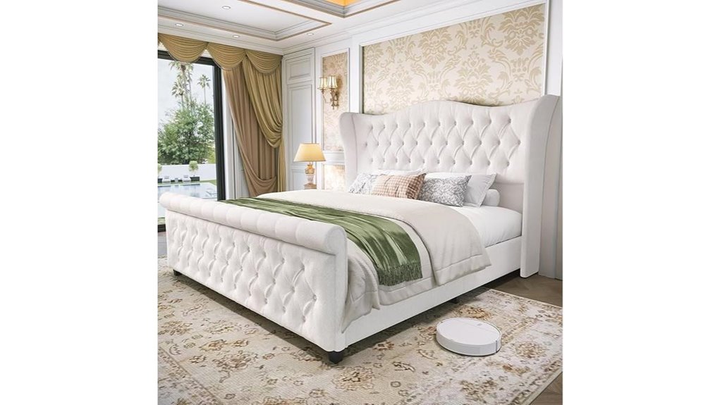 luxury queen sleigh bed with headboard