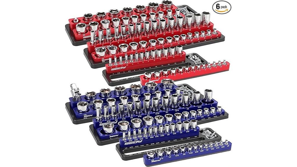 magnetic 6 piece socket organizer