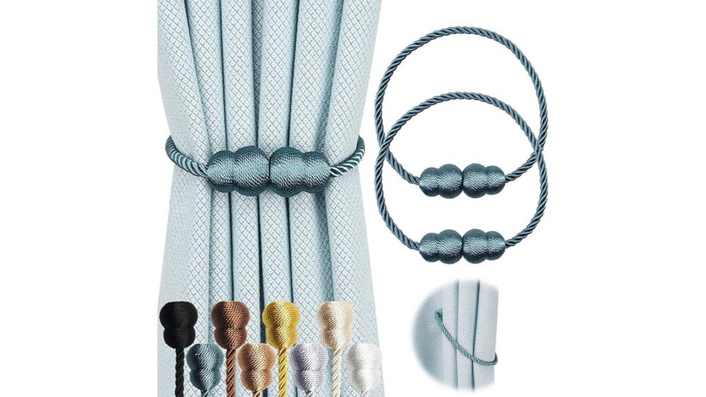 magnetic blue curtain tiebacks