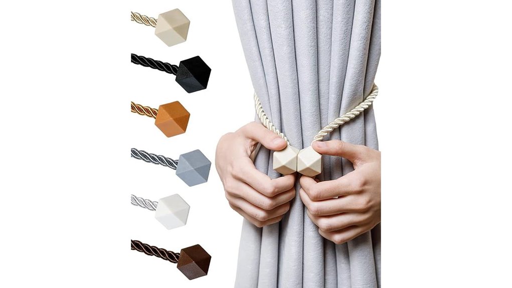 magnetic curtain tiebacks beige
