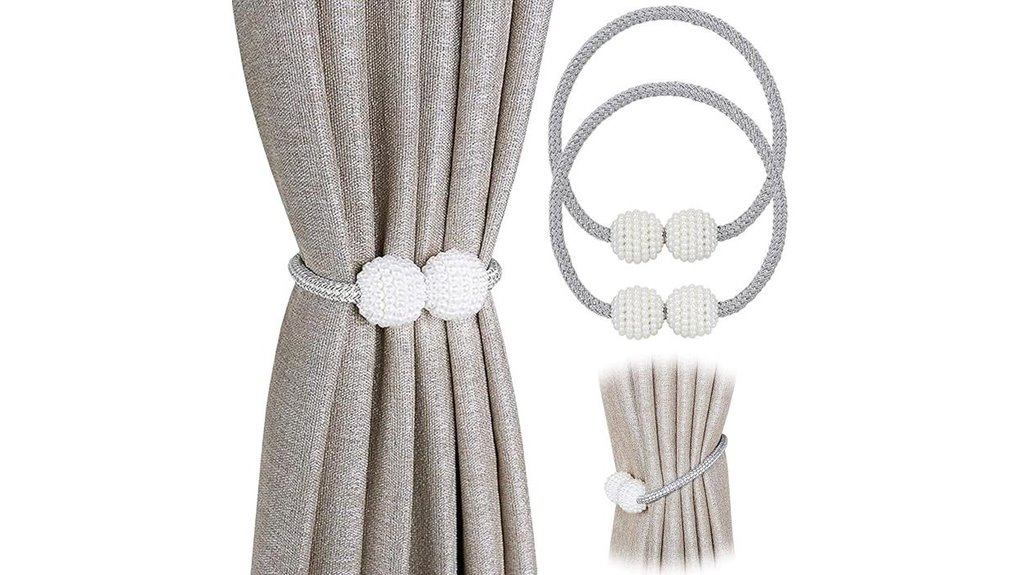 magnetic pearl curtain tiebacks