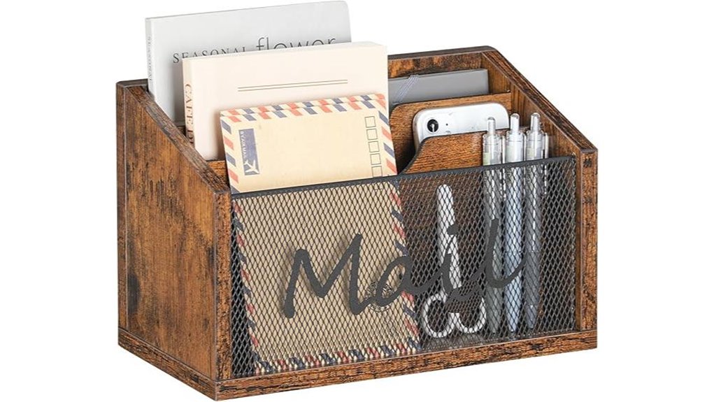 mail organizer with 3 slots