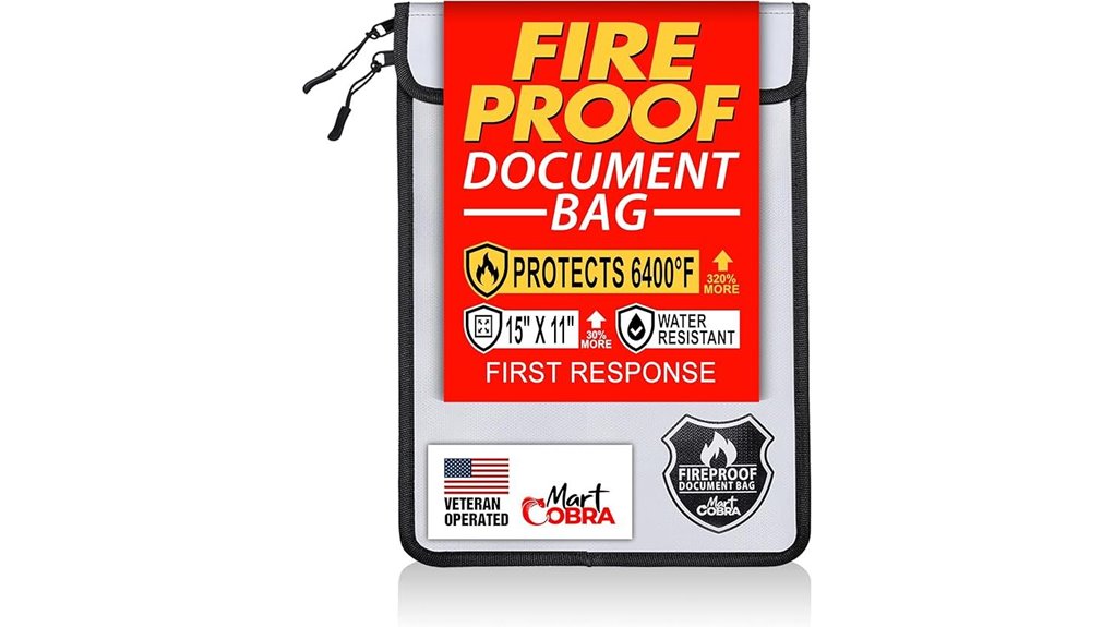 mart cobra fireproof document bag with zipper