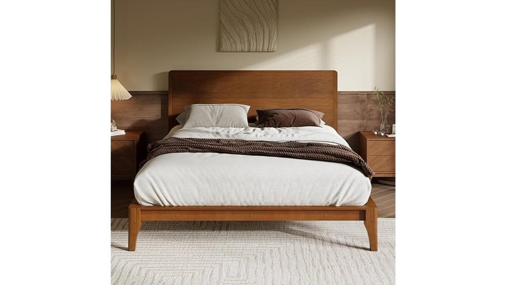 merax queen bamboo bed frame