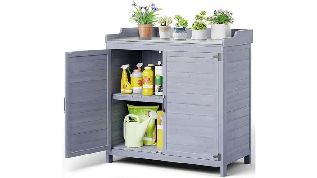metal outdoor potting bench