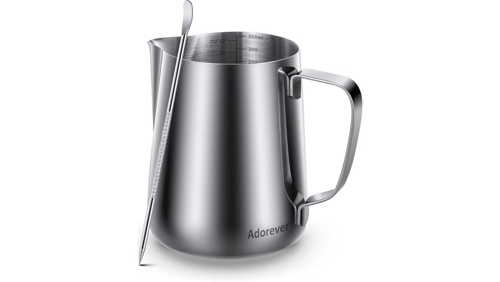 milk frothing pitcher set with art pen
