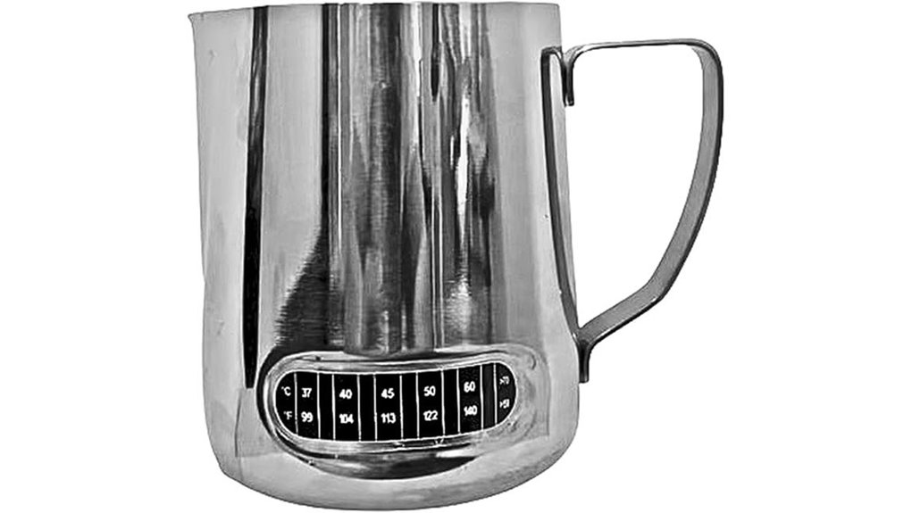 milk frothing pitcher with thermometer