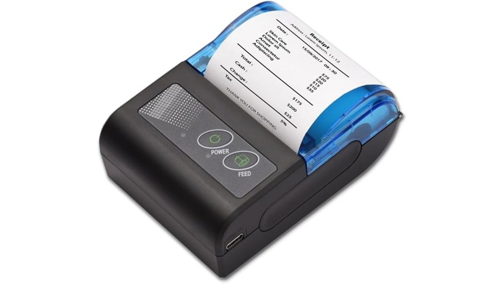 mini thermal receipt printer 58mm paper capacity
