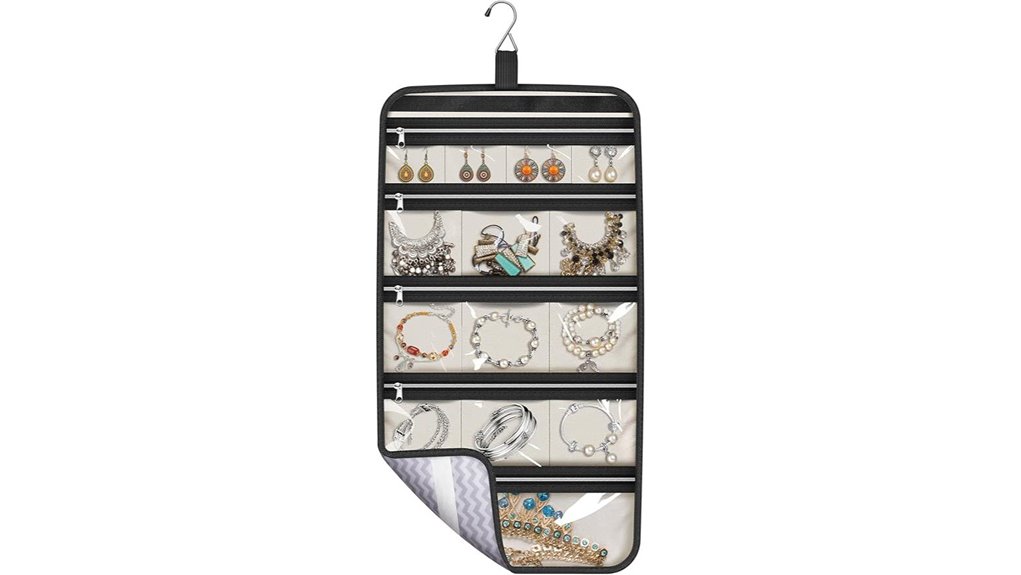 misslo 14 zipper jewelry roll