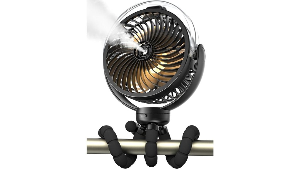 misting stroller fan light
