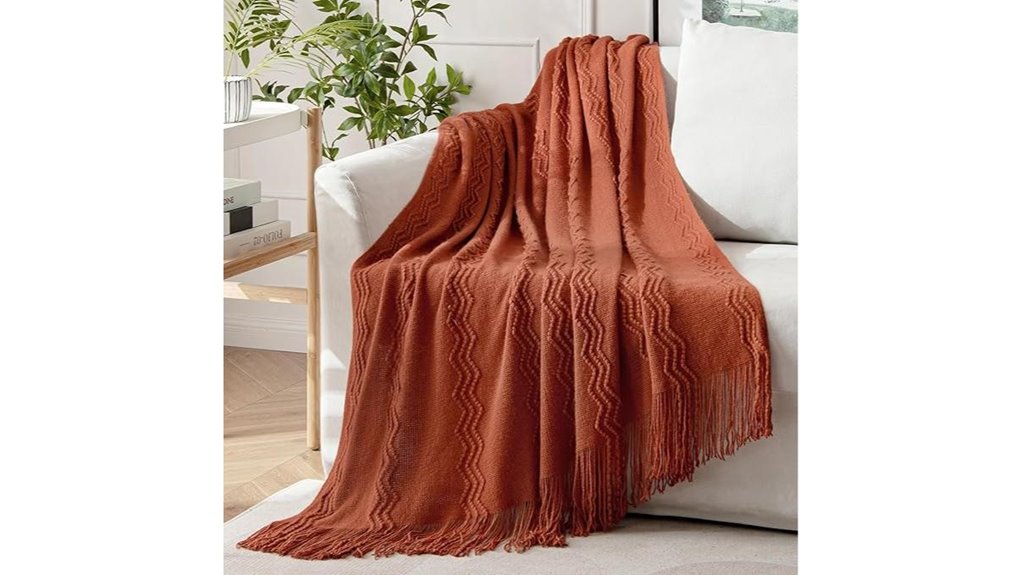 miulee rusty tasselled throw