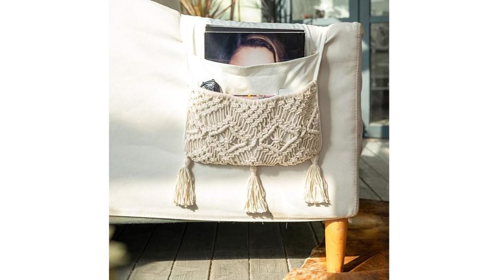 mkono macrame couch organizer