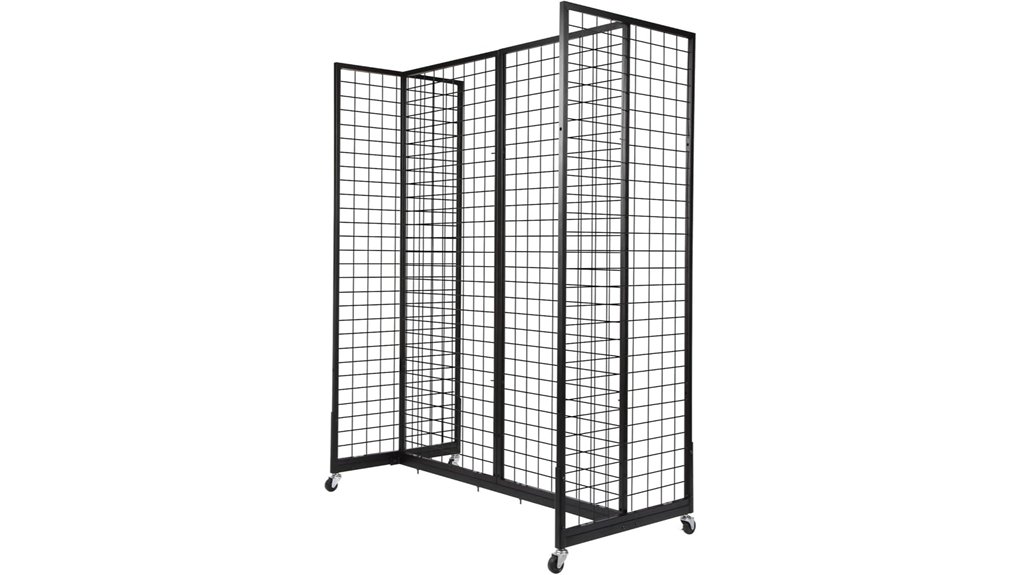 mobile black four panel rack