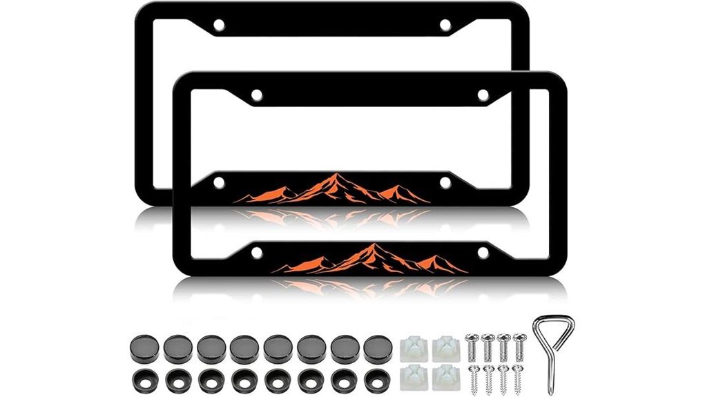 mountain themed license plate frames aluminum rust proof 2 pack