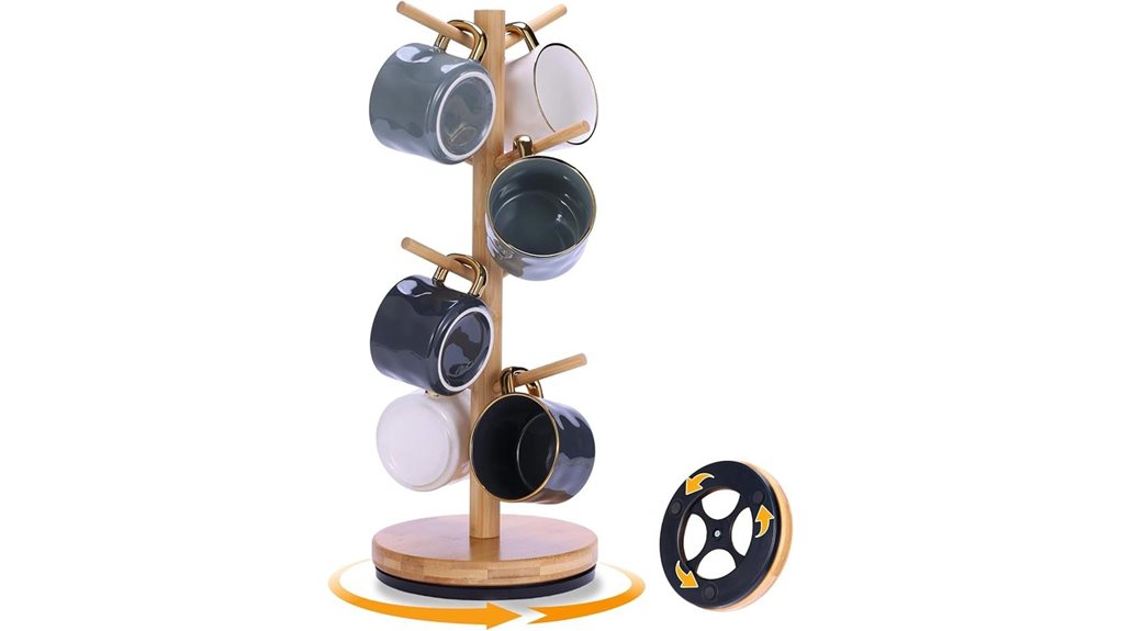 mug holder tree with eight rotating hooks