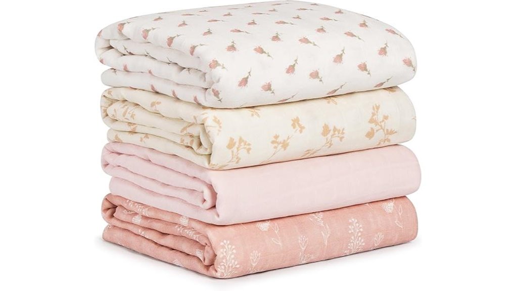 muslin swaddle blankets floral four pack
