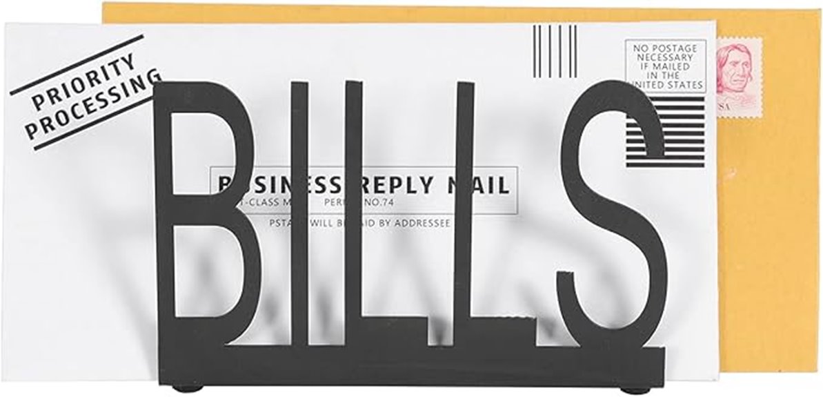 mygift black metal desktop mail sorter