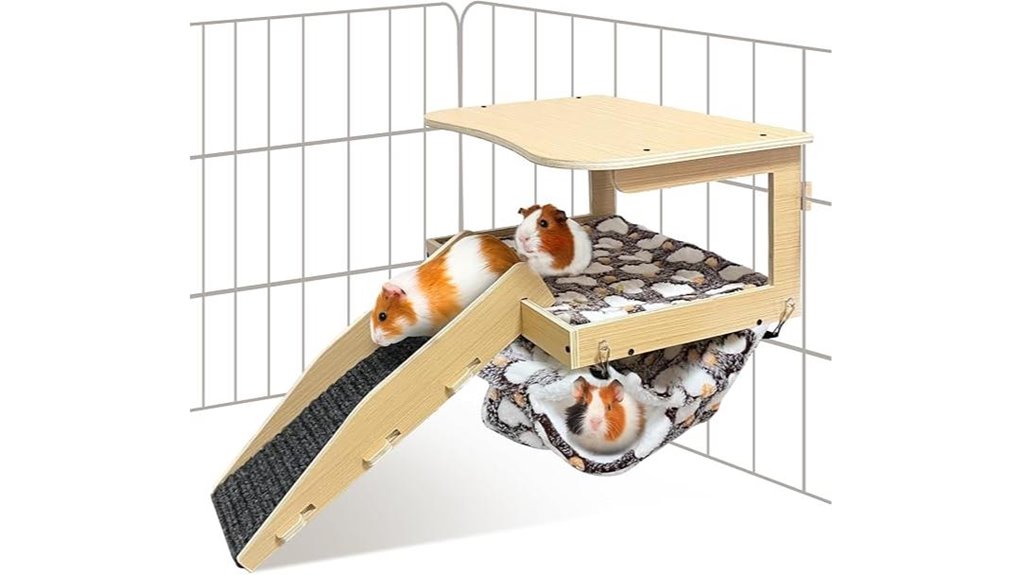 natural wood guinea pig hideout with accessories