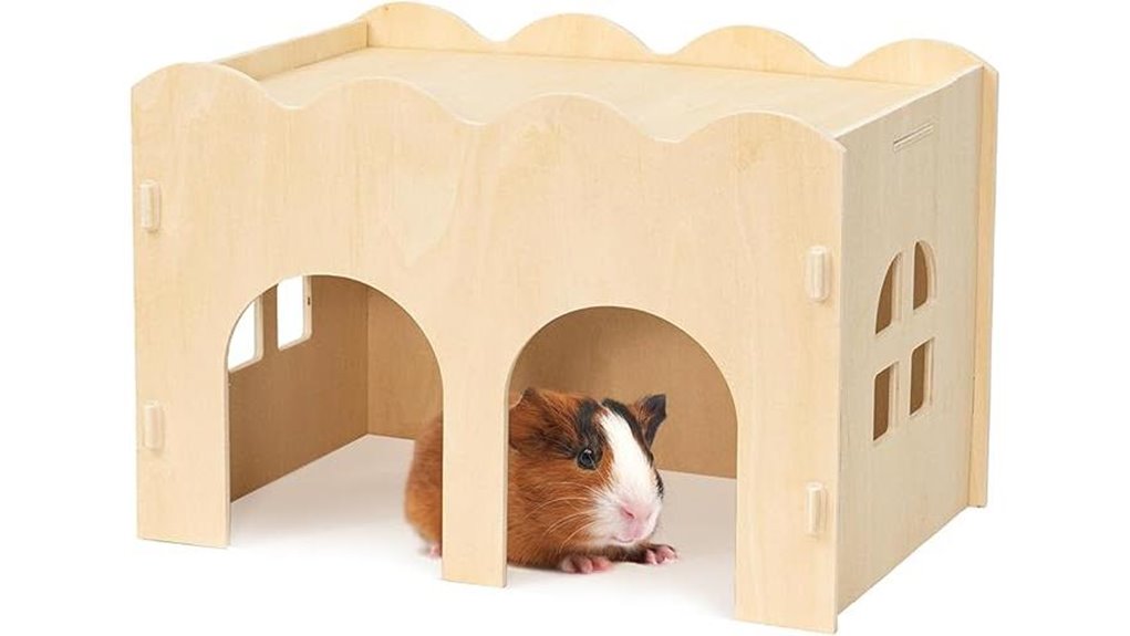natural wooden chew proof hut