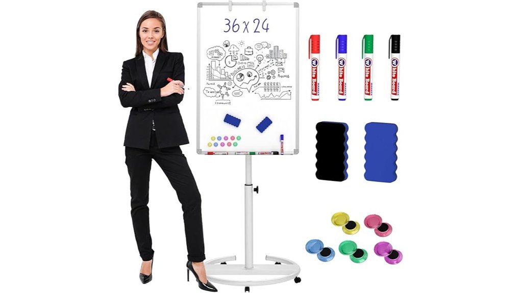 nicpro mobile magnetic height adjustable whiteboard