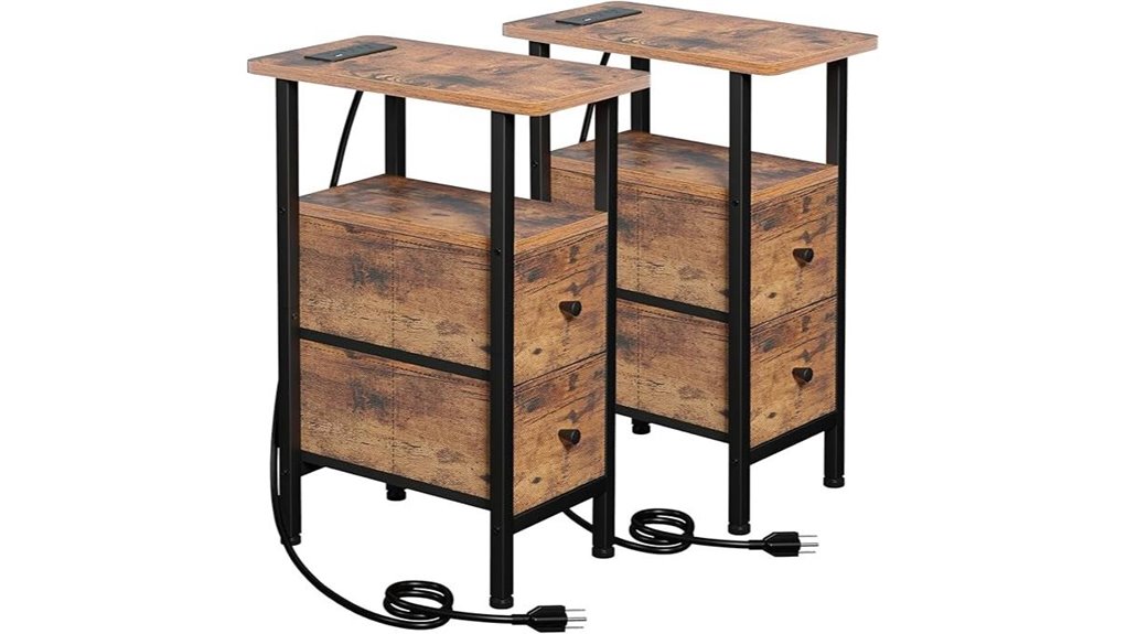 nightstand with charging drawer