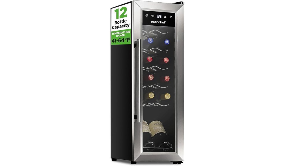 nutrichef 12 bottle stainless fridge