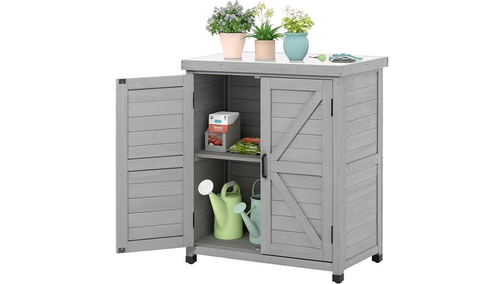 outdoor grey potting bench