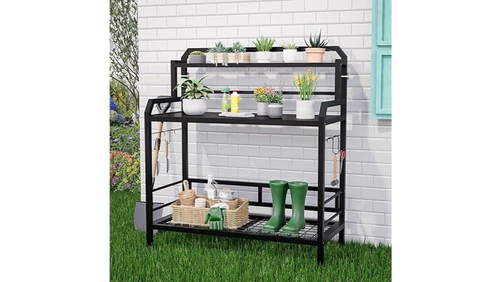 outdoor metal potting bench