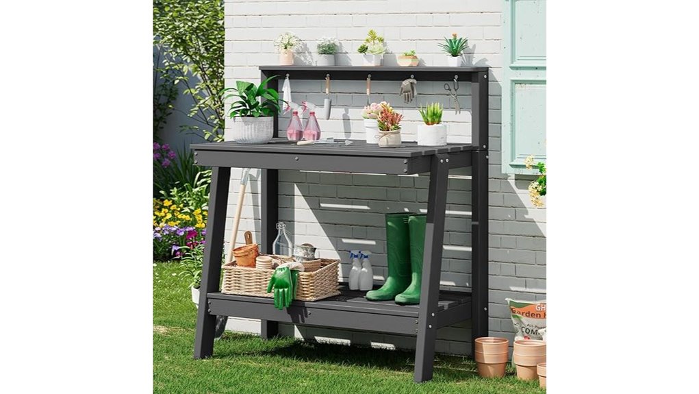 outdoor potting bench storage