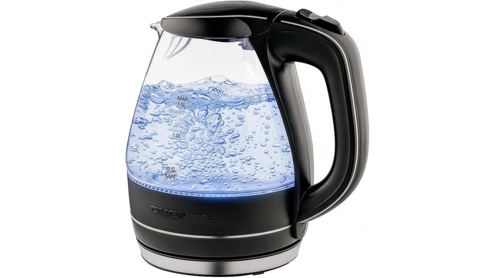 ovente 1 5l borosilicate kettle