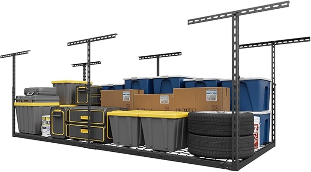 overhead garage rack adjustable
