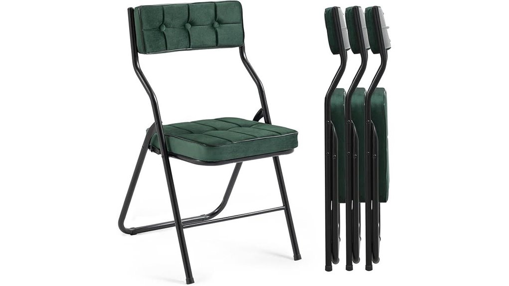 padded green folding chair set