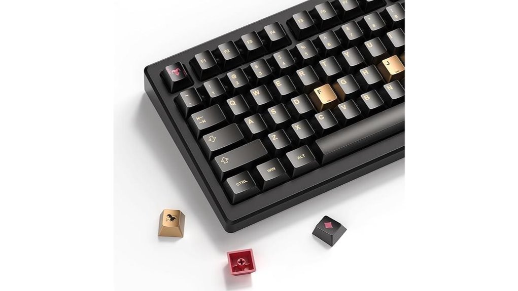 pbt keycaps metal painted poker theme