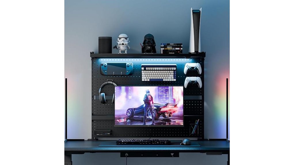pegboard dual monitor stand
