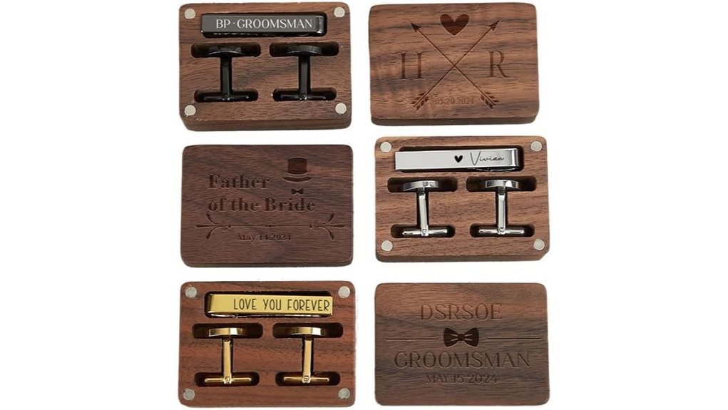 personalized engraved cufflinks set