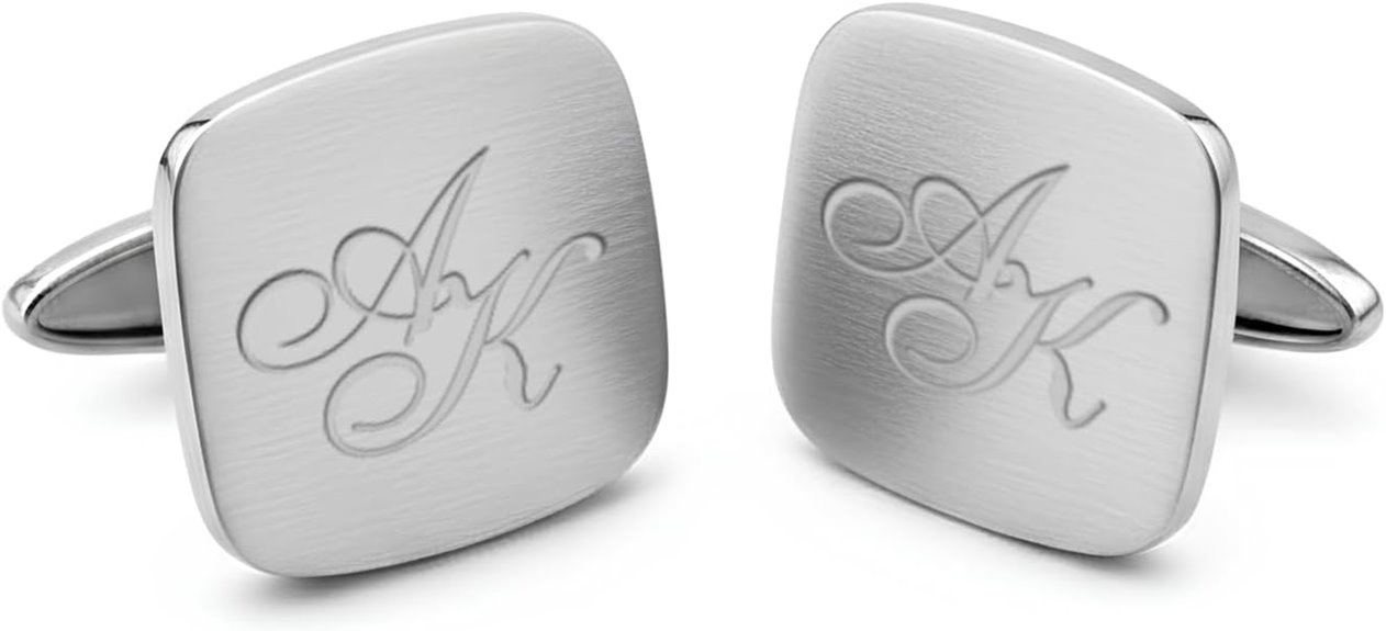 personalized engraved solid silver cufflinks
