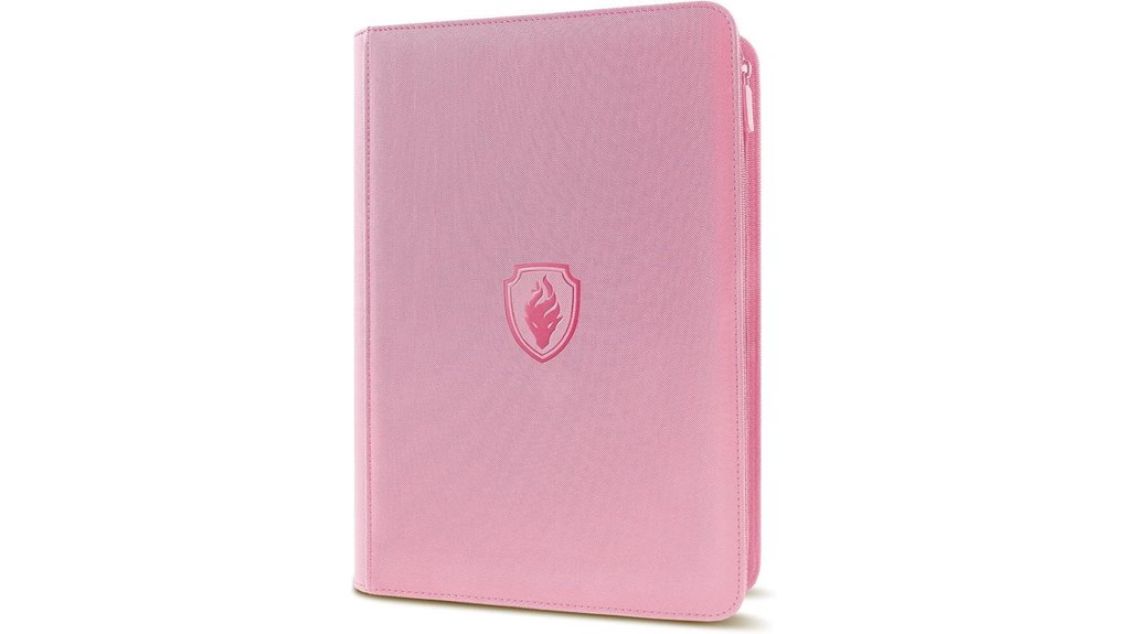 pink 9 pocket zip binder