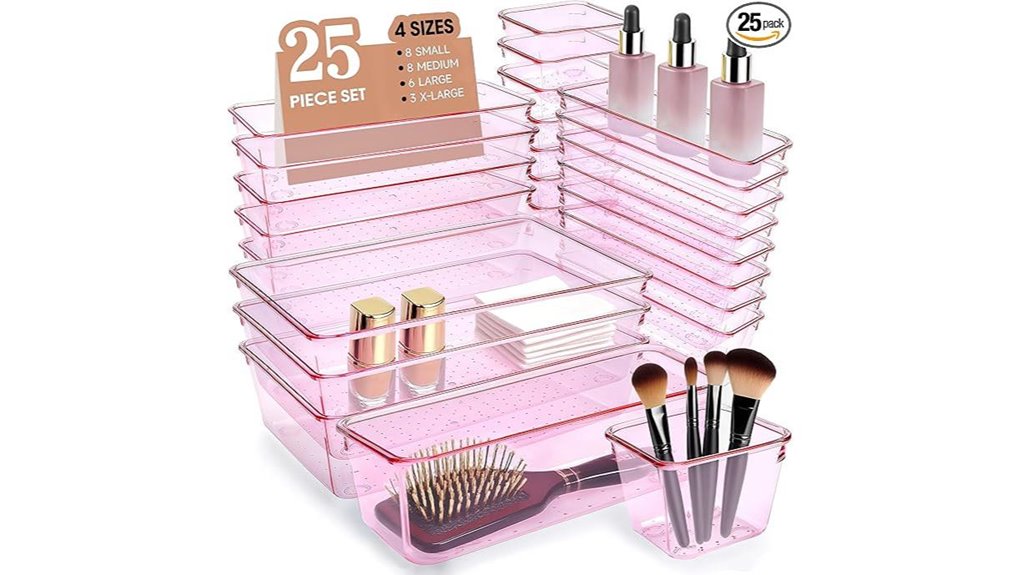 pink acrylic kitchen drawer organizers
