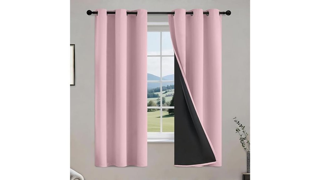 pink blackout curtains 63 panels